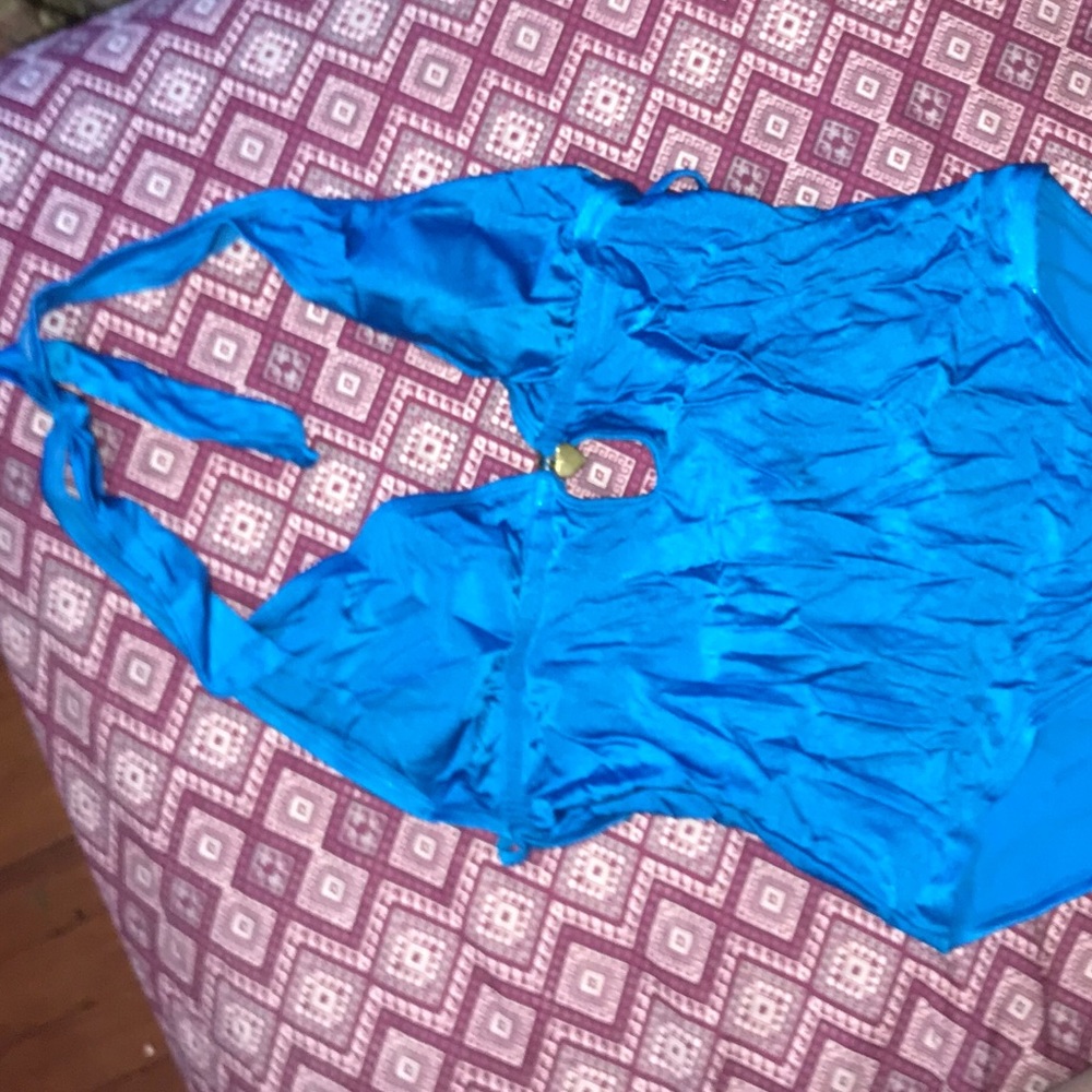 Turquoise Halter One Piece Swimsuit